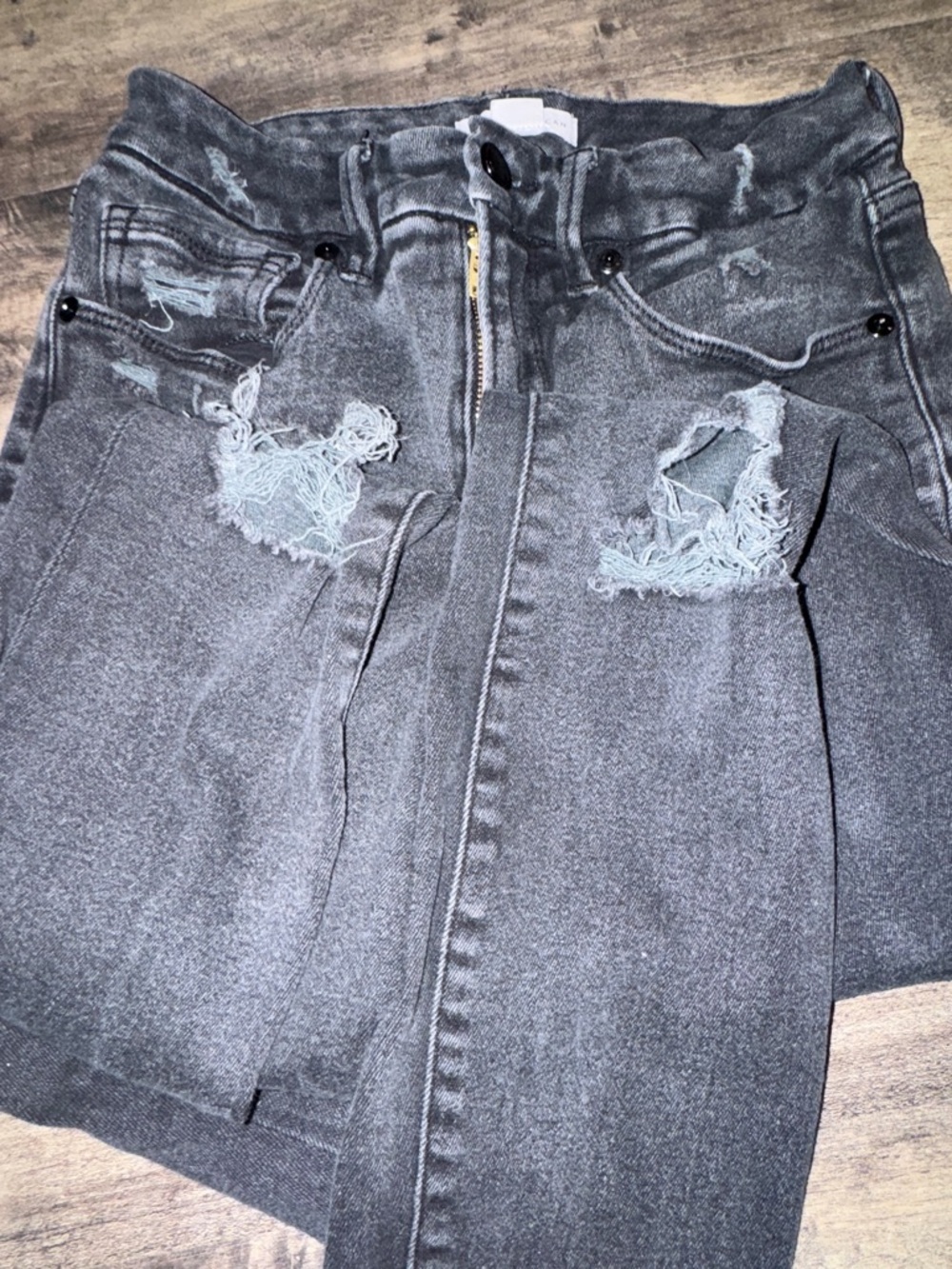Good American Black Distressed Skinny Jeans High Rise Sz 2/26 Khloe K - Picture 6 of 12